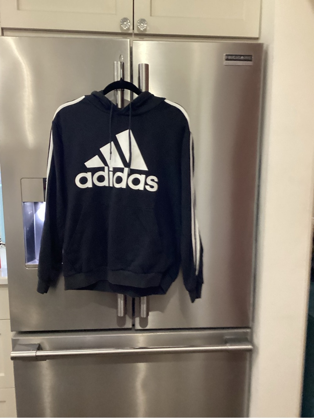 adidas Black Crewneck Sweatshirt with White Logo & Stripe Detail